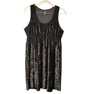 Vintage Women's L Babydoll Witchy Whimsygoth goth Black Sleeveless Velvet Midi D